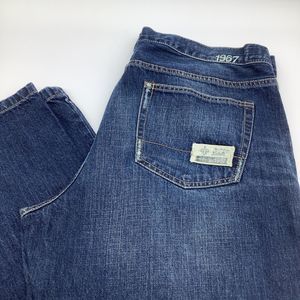 NFL New Orleans Saints Button Fly Distressed Jeans Size 38 x 34 (Actual 36 x 32)